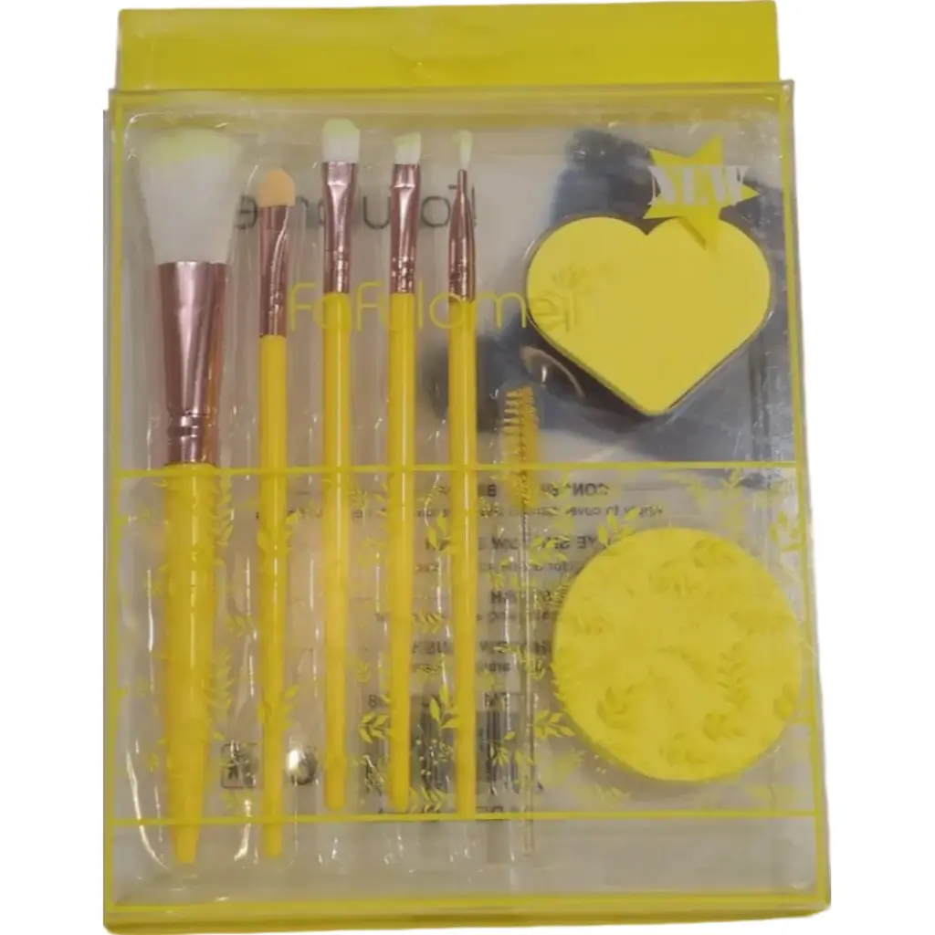 SET DE 6 BROCHAS APLICADORAS Y 2 ESPONJAS (AMARILLA)